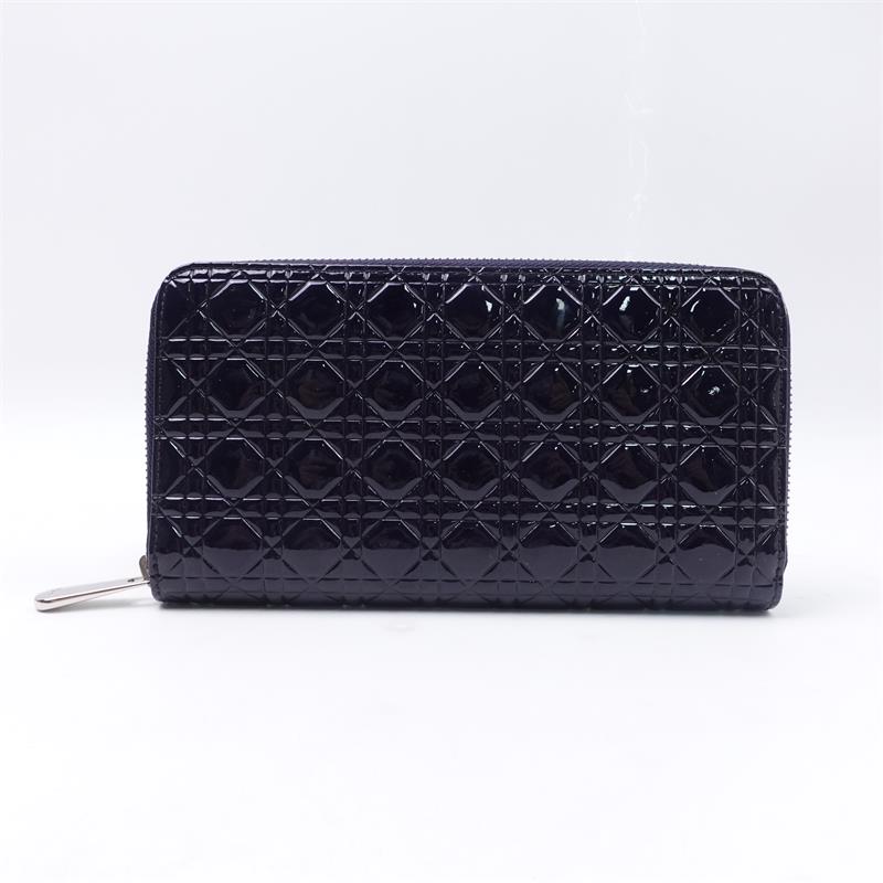 Pre-owned Dior Black Vernis Long Zippy Wallet