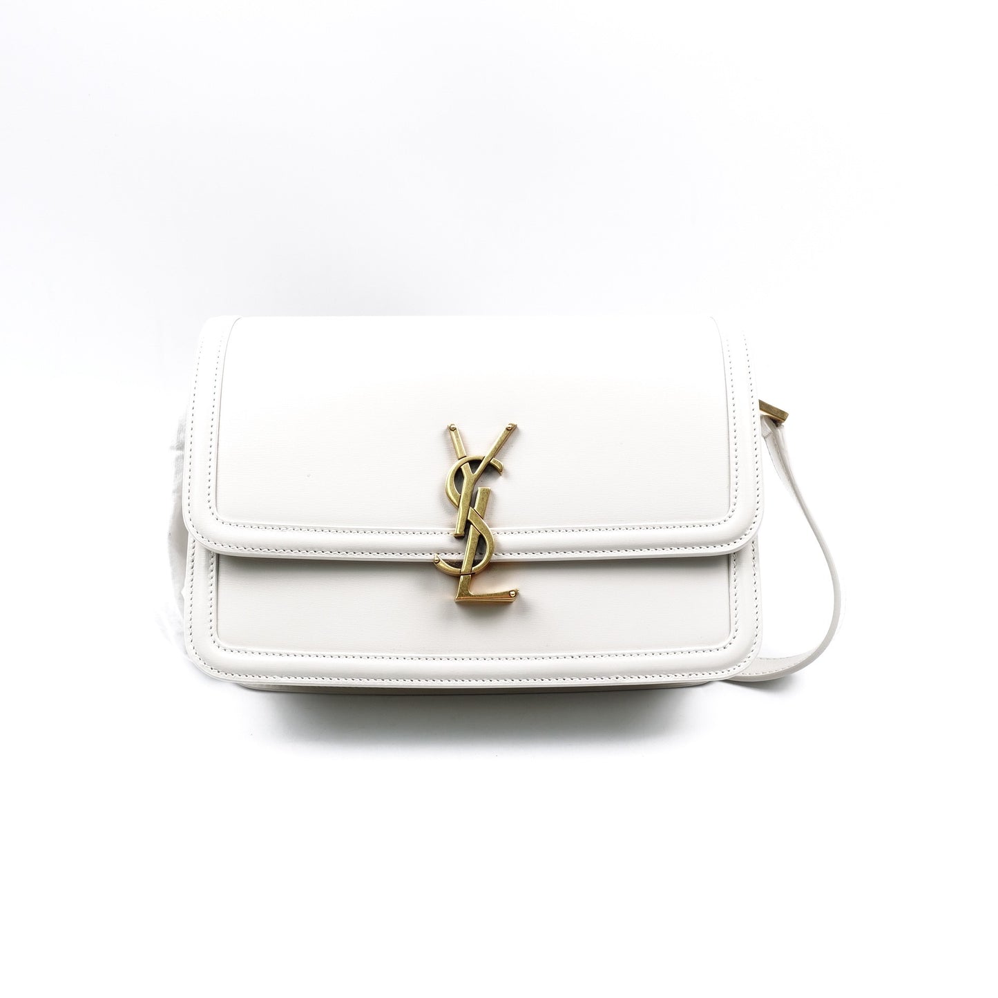 Pre-owned Saint Laurent White Solferion Calfskin Shoulder Bag