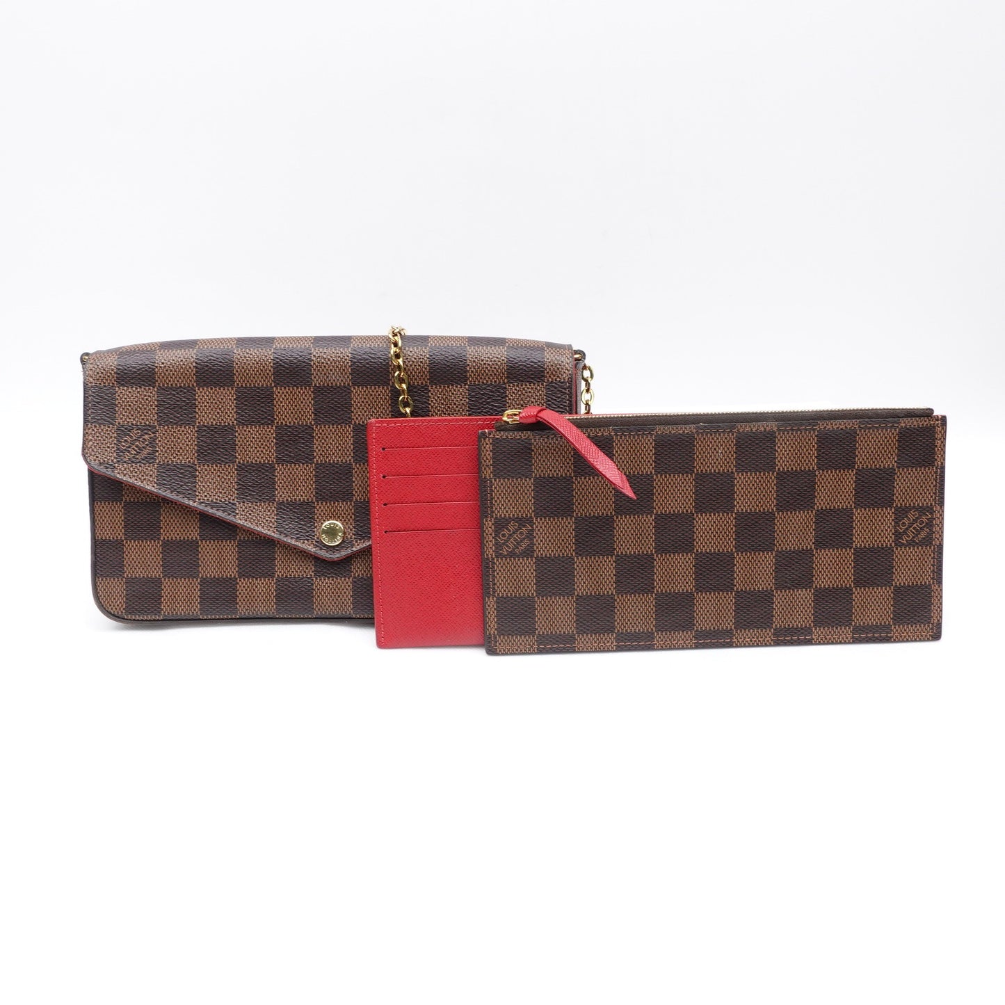 Pre-owned Louis Vuitton Pochette Felicie Damier Ebene Coated Canvas Crossbody Bag