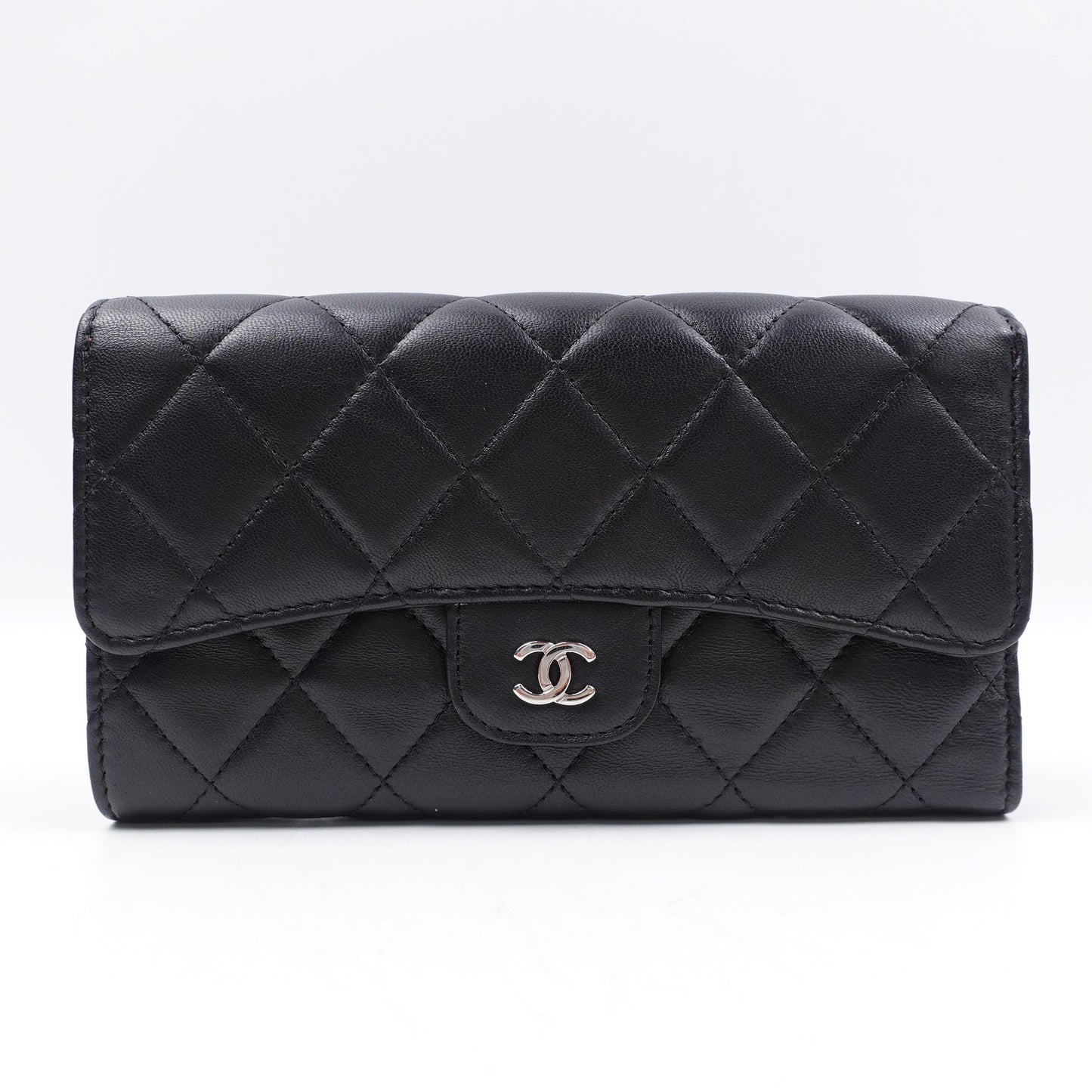 Pre-owned Chanel CF Black Lambskin Wallet