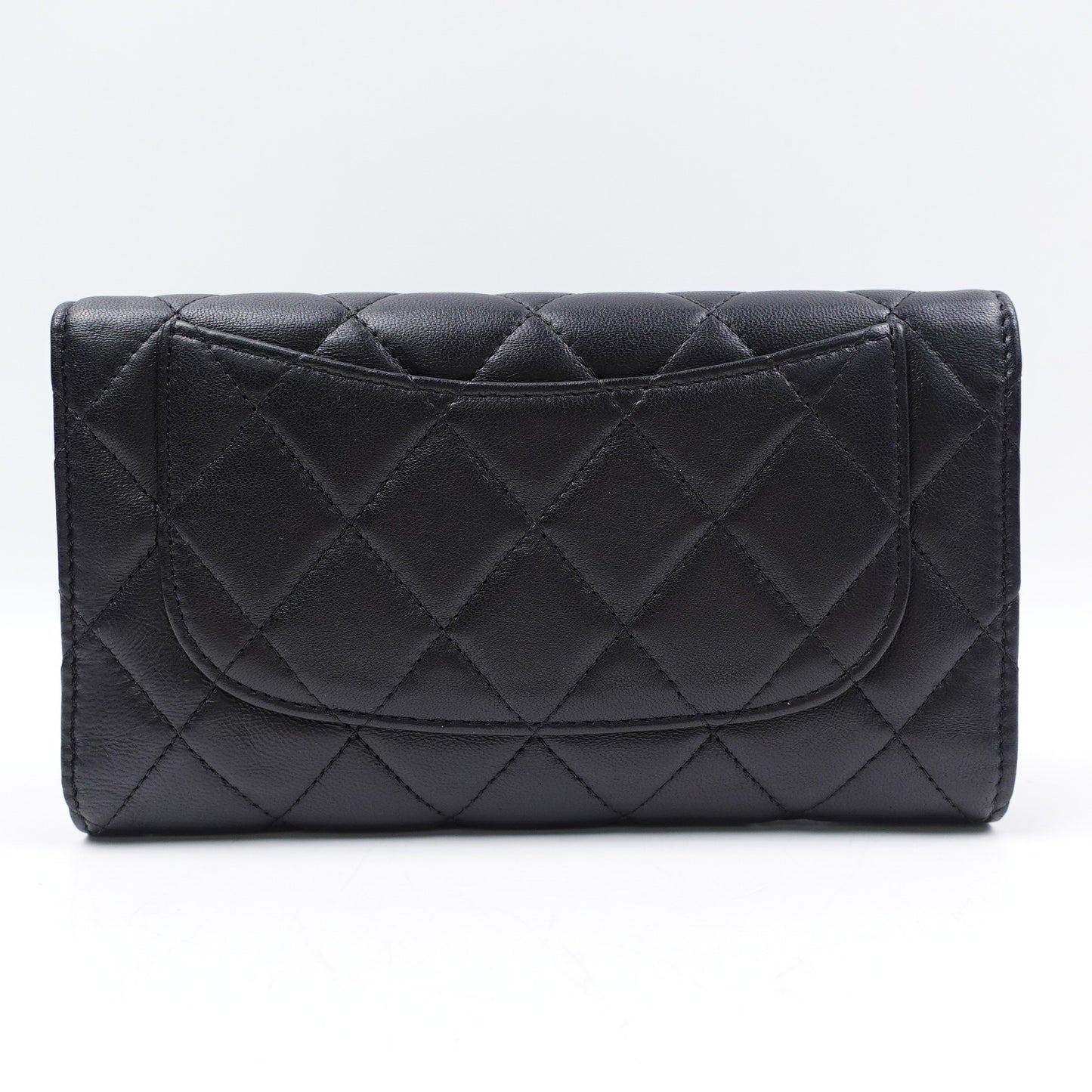 Pre-owned Chanel CF Black Lambskin Wallet