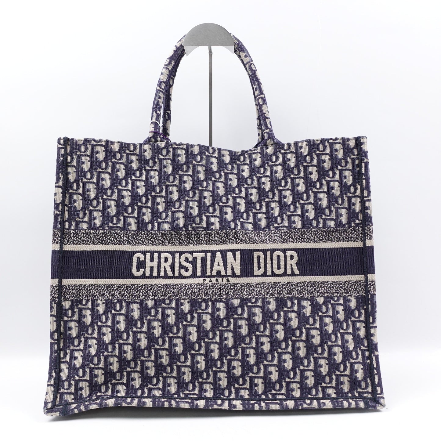 Pre-owned Dior Book Tote Large Oblique Blue Canvas Tote