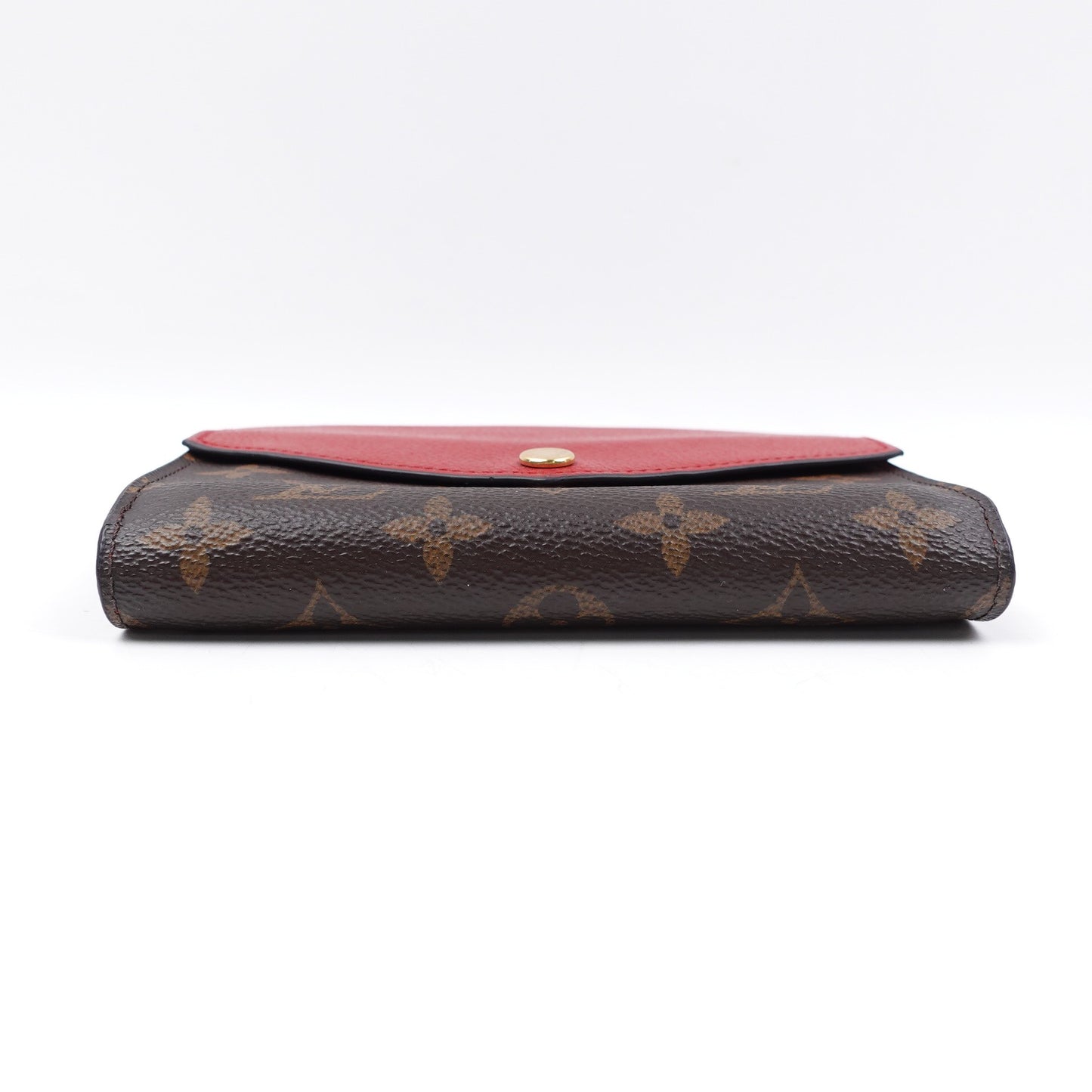 Pre-owned Louis Vuitton Pallas Monogram Coated Canvas & Red Calfskin Wallet