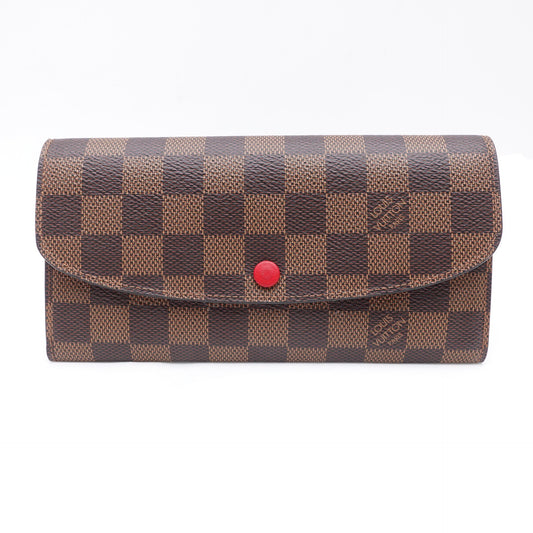 Pre-owned Louis Vuitton Emilie Damier Ebene Coated Canvas Wallet