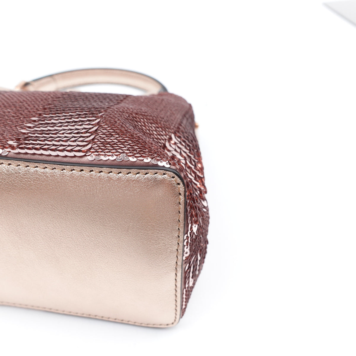 Pre-Owned Fendi Peekaboo Pink Gold Sequin Leather Shoulder Bag T10386894