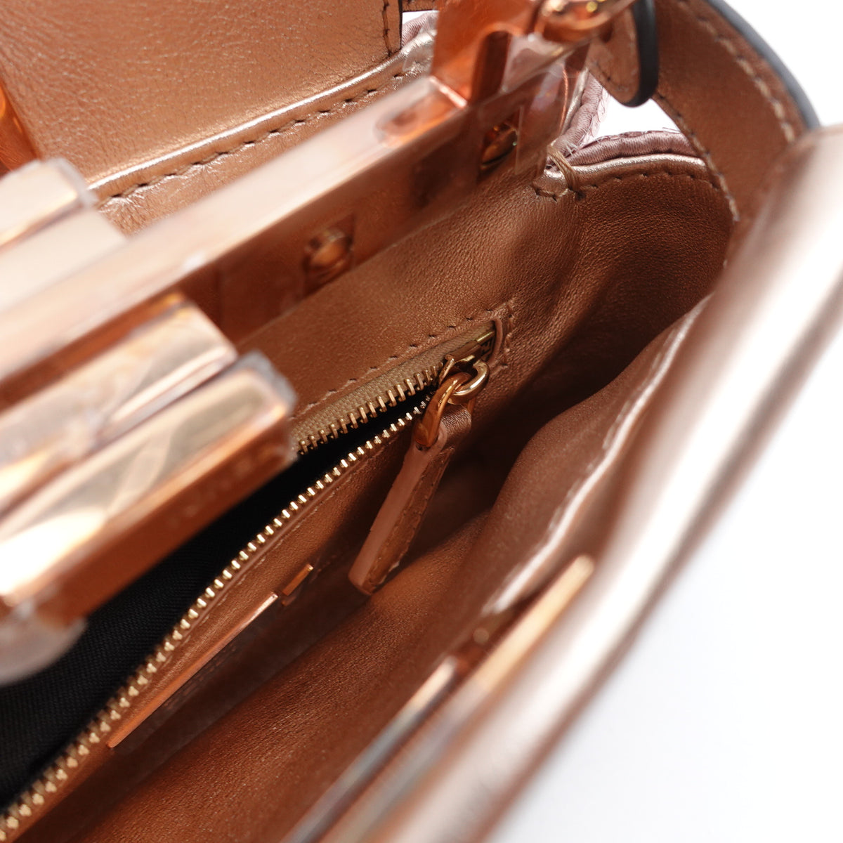 Pre-Owned Fendi Peekaboo Pink Gold Sequin Leather Shoulder Bag T10386894
