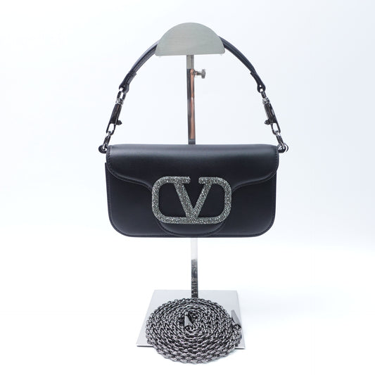 【DEAL】Pre-Owned Valentino Garavani Loco Small Black Calfskin Shoulder Bag T10377003