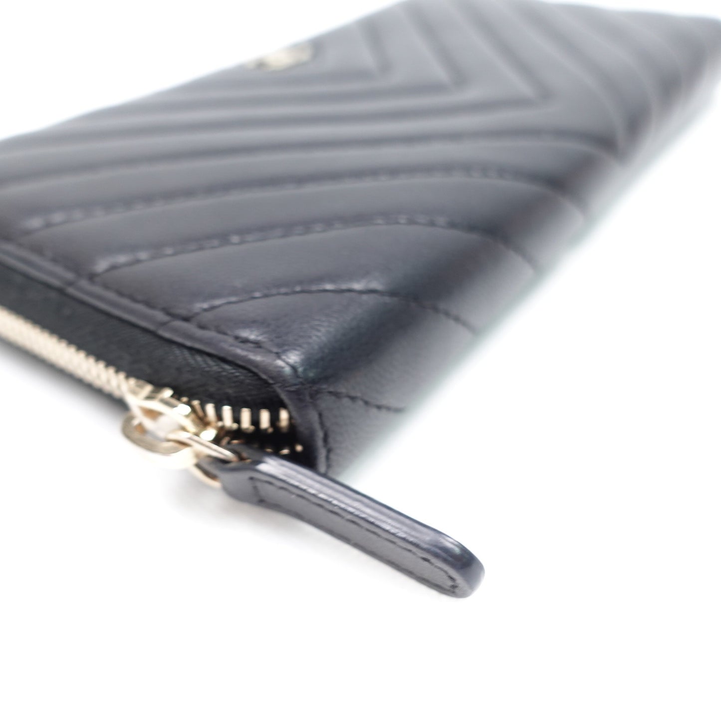 Pre-owned Chanel Black Chervon Lambskin Wallet