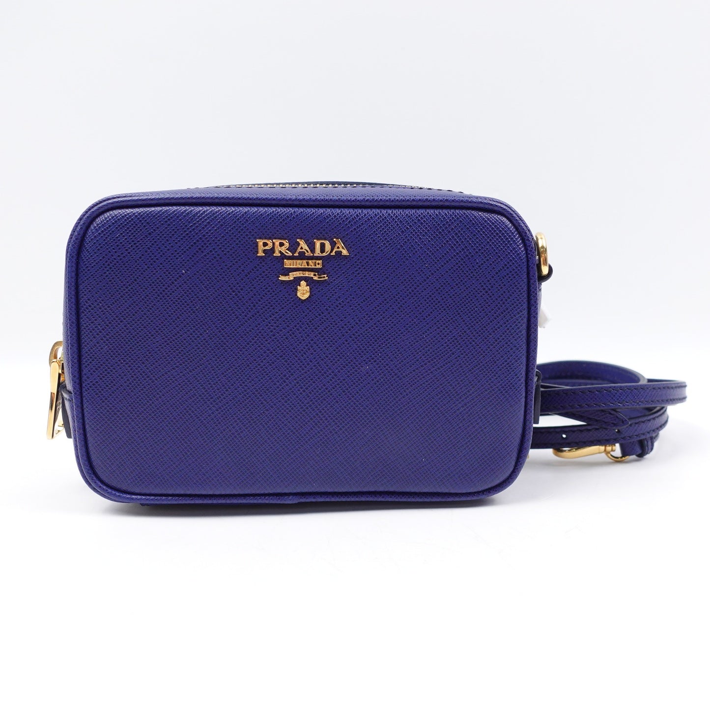 Pre-owned Prada Royal Blue Saffiano Camera Bag