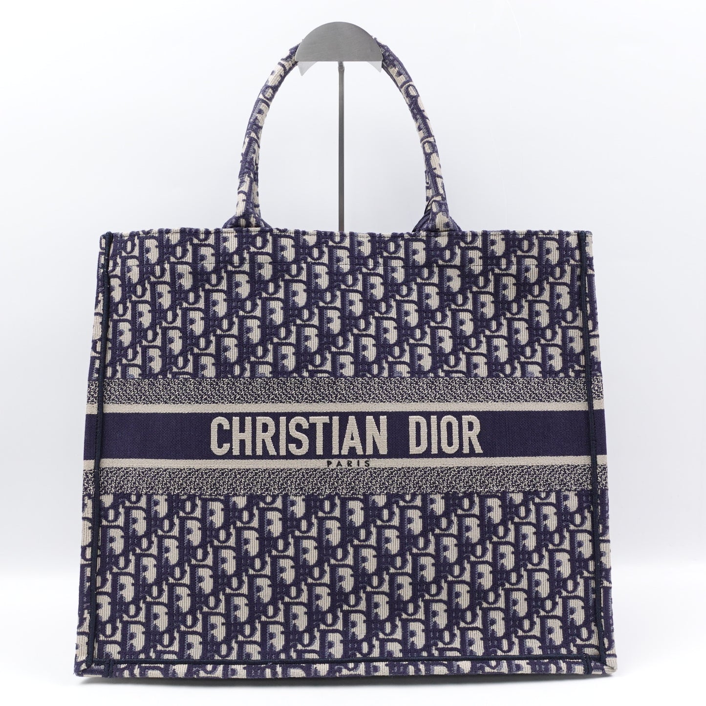 Pre-owned Dior Book Tote Large Oblique Blue Canvas Tote