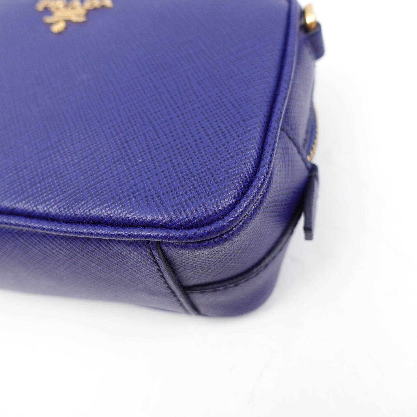 Pre-owned Prada Royal Blue Saffiano Camera Bag