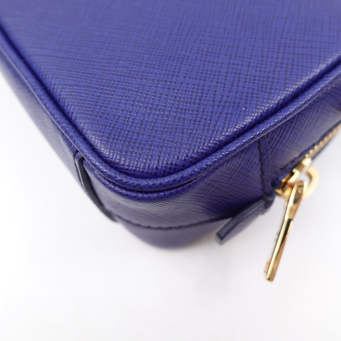 Pre-owned Prada Royal Blue Saffiano Camera Bag