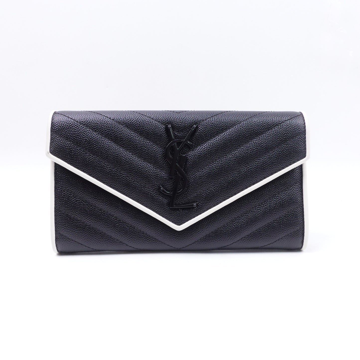 Pre-owned Saint Laurent Envelope Black Calfskin Wallet