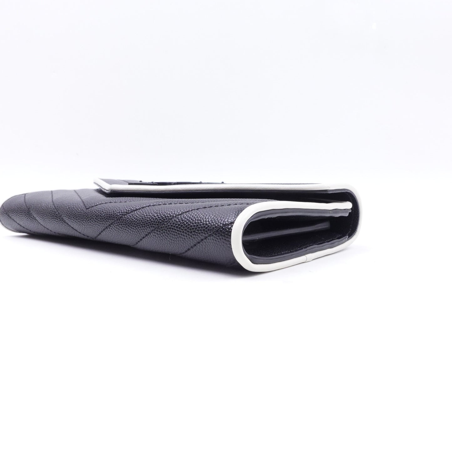 Pre-owned Saint Laurent Envelope Black Calfskin Wallet