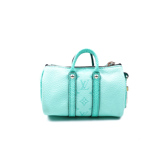 Pre-owned Louis Vuitton Keepall Mint Green Coated Canbas Bag Charm