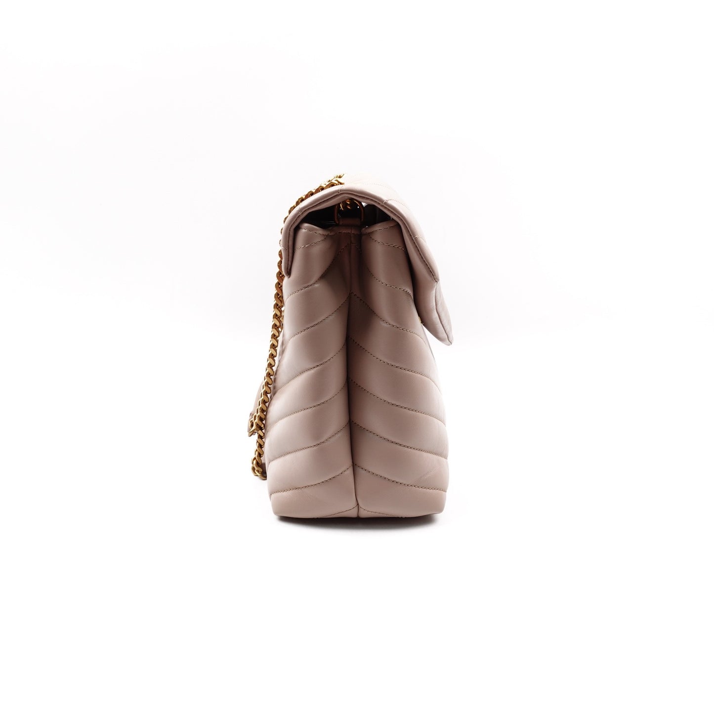 Pre-owend Saint Laurent Loulou Medium Milktea Calfskin Shoulder Bag