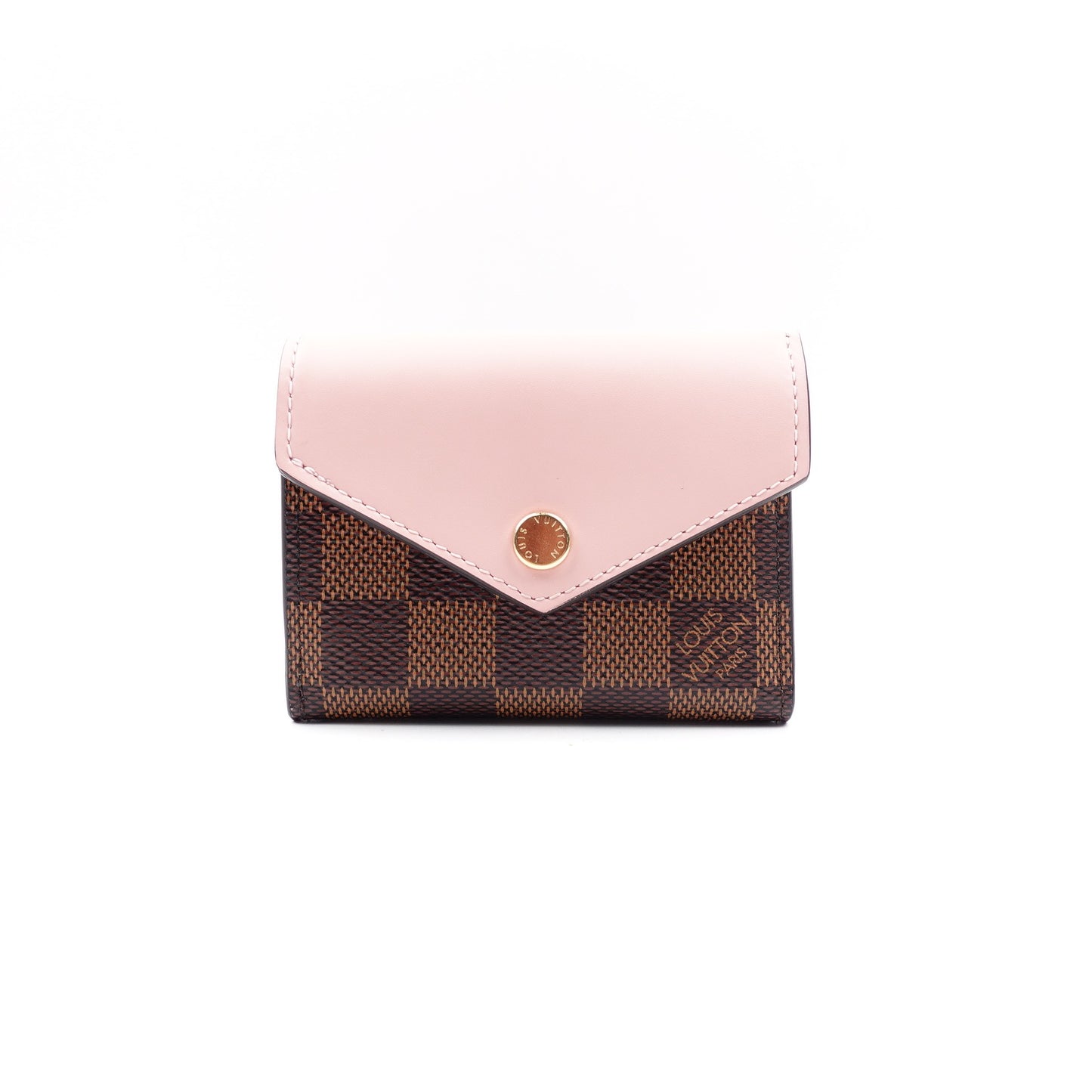 Pre-owned Louis Vuitton Zoe Pink & Damier Ebene Coated Canvas Wallet