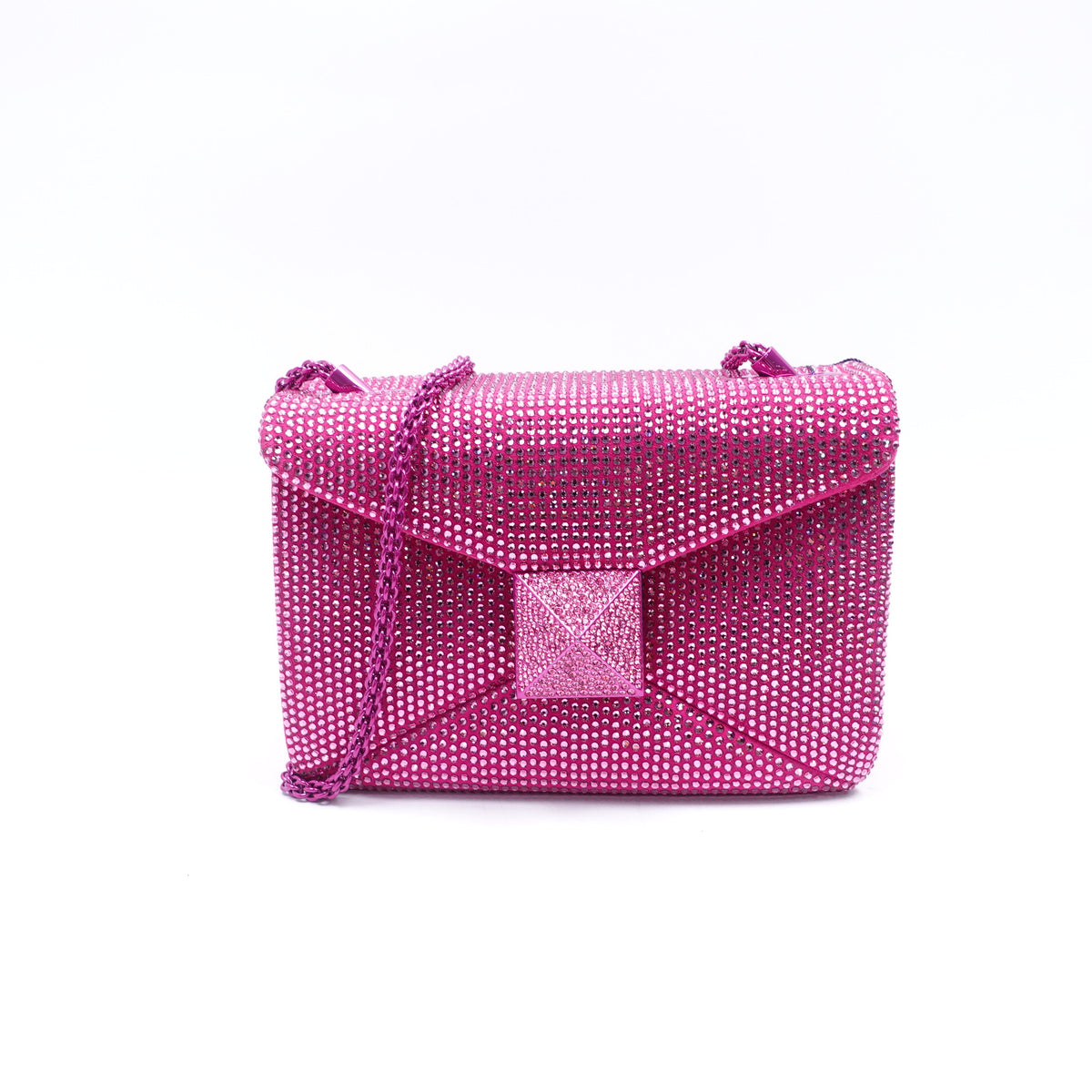 Pre-Owned Valentino One Stud Fuchsia Crystal Shoulder Bag T10400137