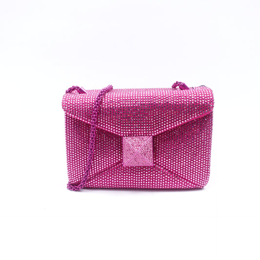 Pre-Owned Valentino One Stud Fuchsia Crystal Shoulder Bag T10400137