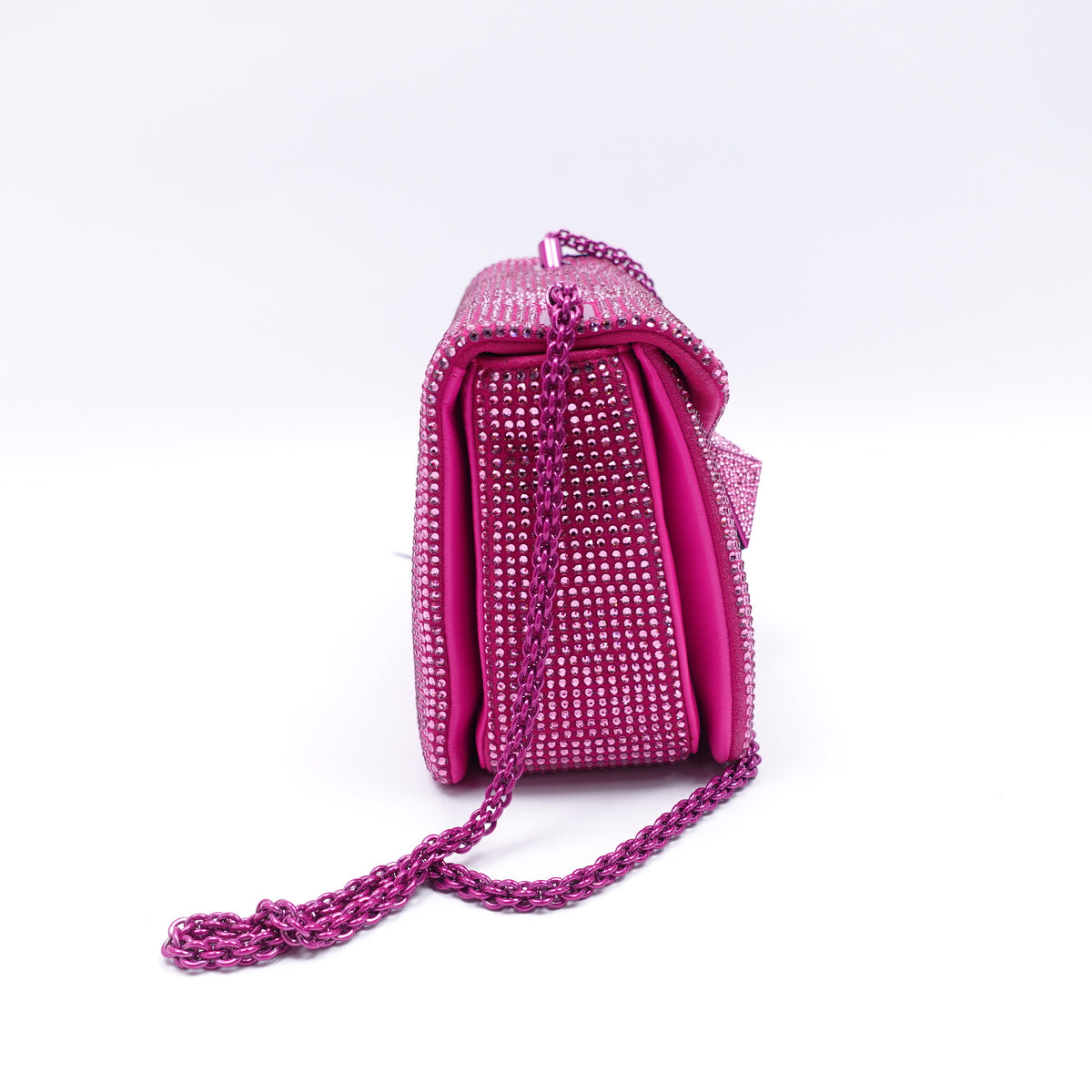 Pre-Owned Valentino One Stud Fuchsia Crystal Shoulder Bag T10400137