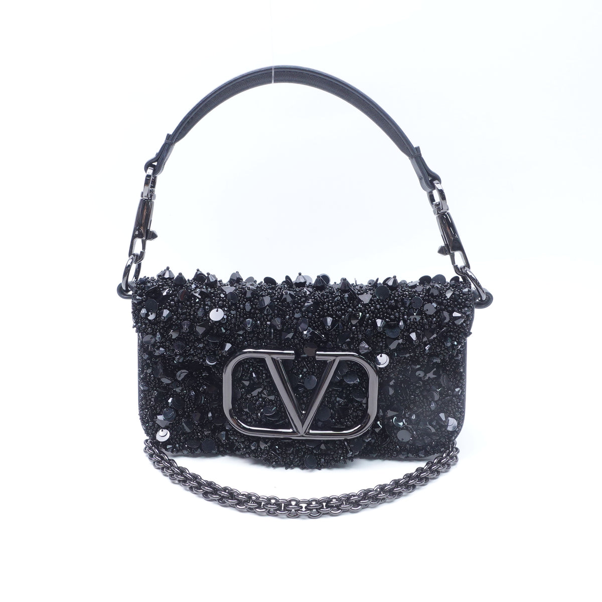 Pre-Owned  Valentino Loco Black Sequin Shoulder Bag T10407348