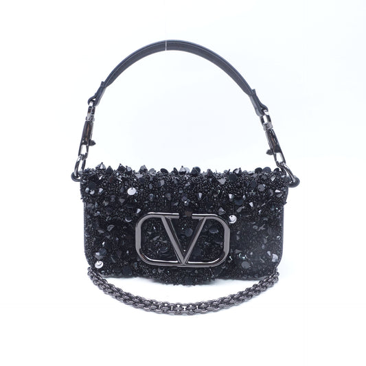 Pre-Owned  Valentino Loco Black Sequin Shoulder Bag T10407348