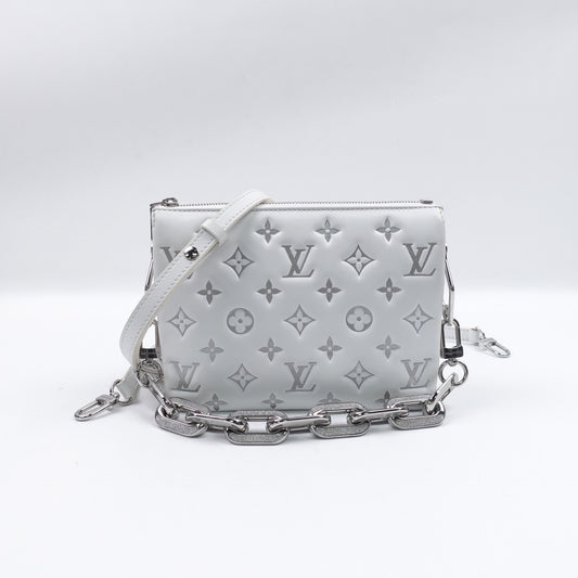 Pre-Owned Louis Vuitton Coussin BB White Lambskin Leather Shoulder Bag T10407759