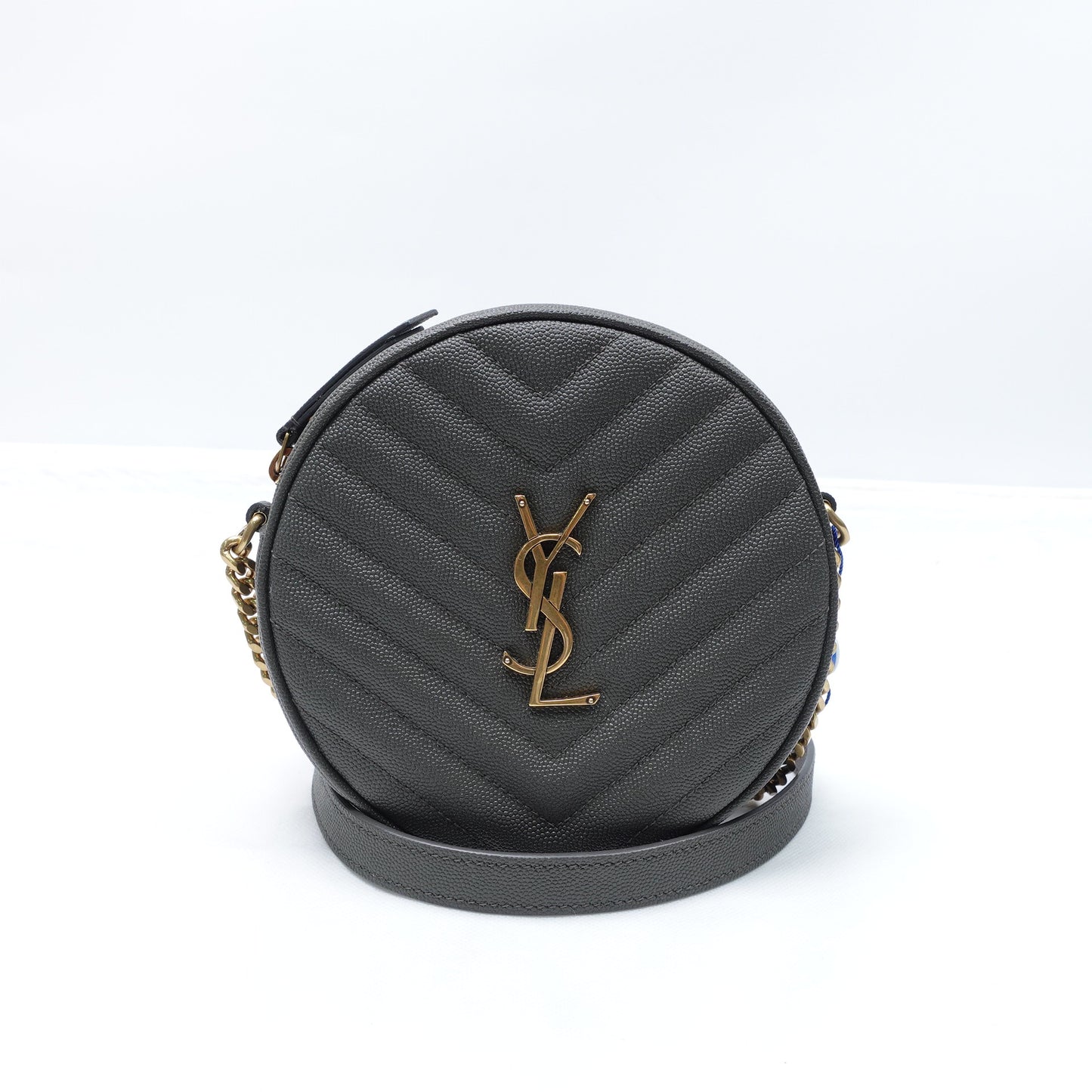 Pre-owned Saint Laurent Vinyle Round Black Calfskin Shoulder Bag