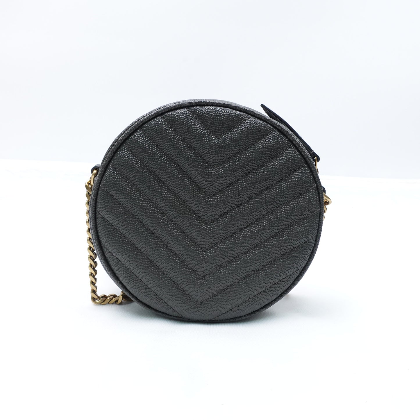 Pre-owned Saint Laurent Vinyle Round Black Calfskin Shoulder Bag