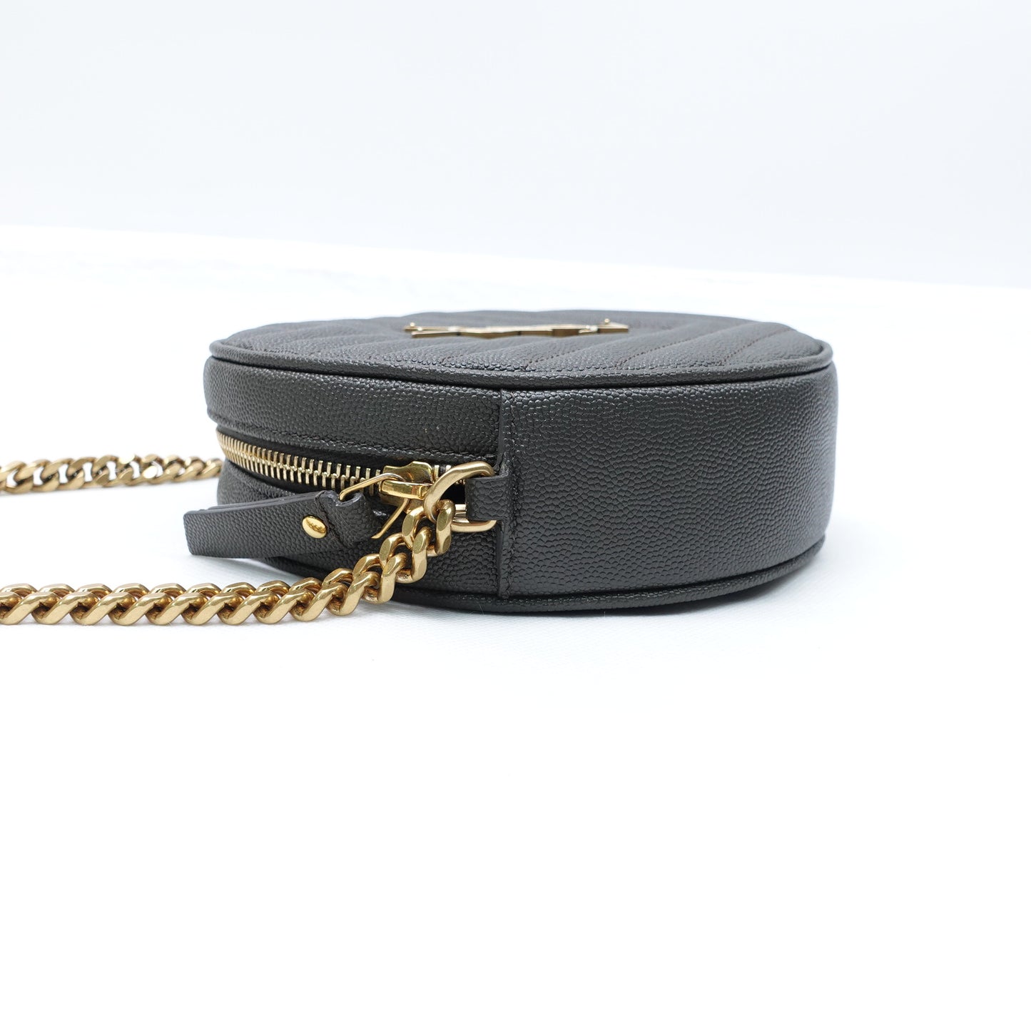 Pre-owned Saint Laurent Vinyle Round Black Calfskin Shoulder Bag