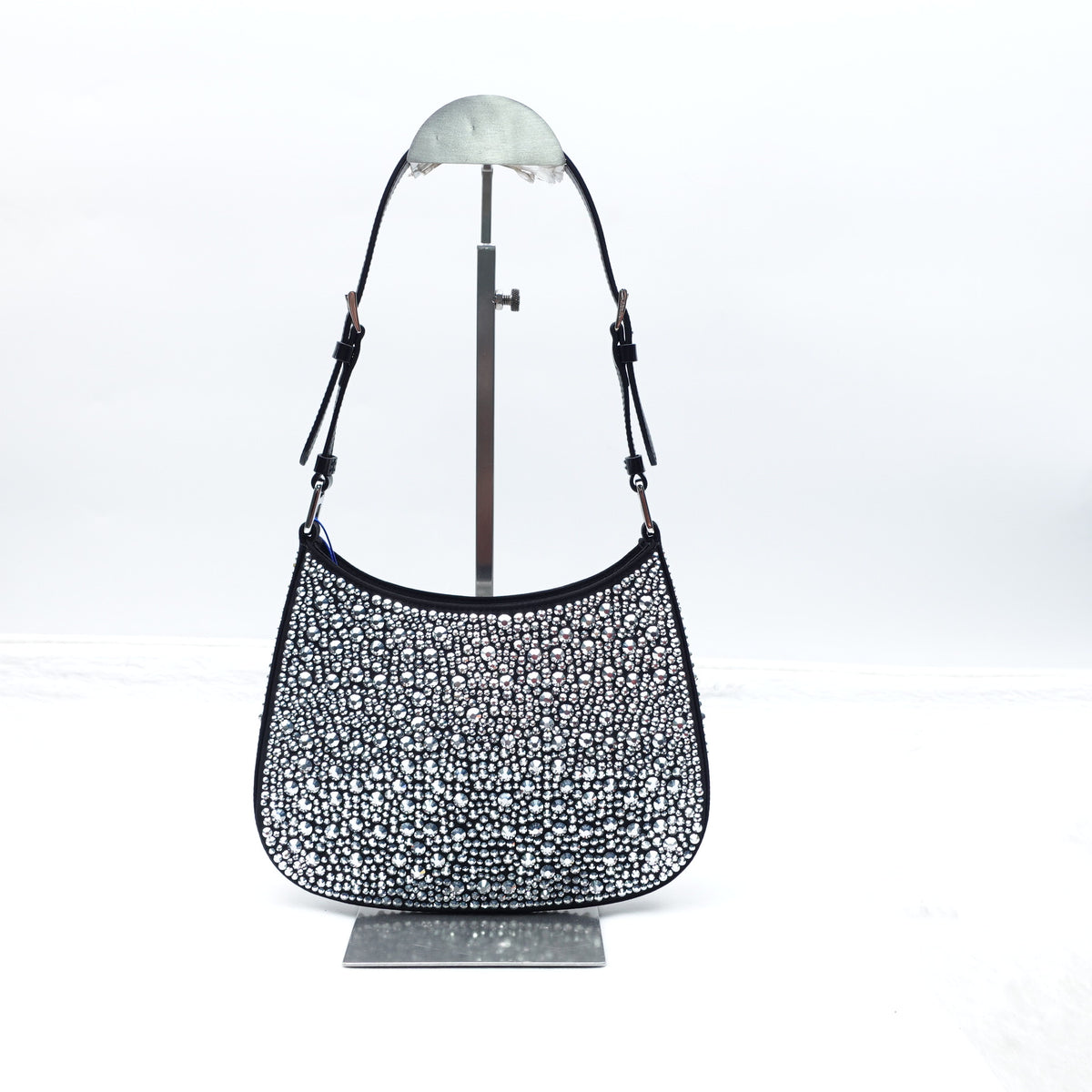 【DEAL】Pre-Owned Prada Cleo Silver Crystal Hobo Bag T10291937