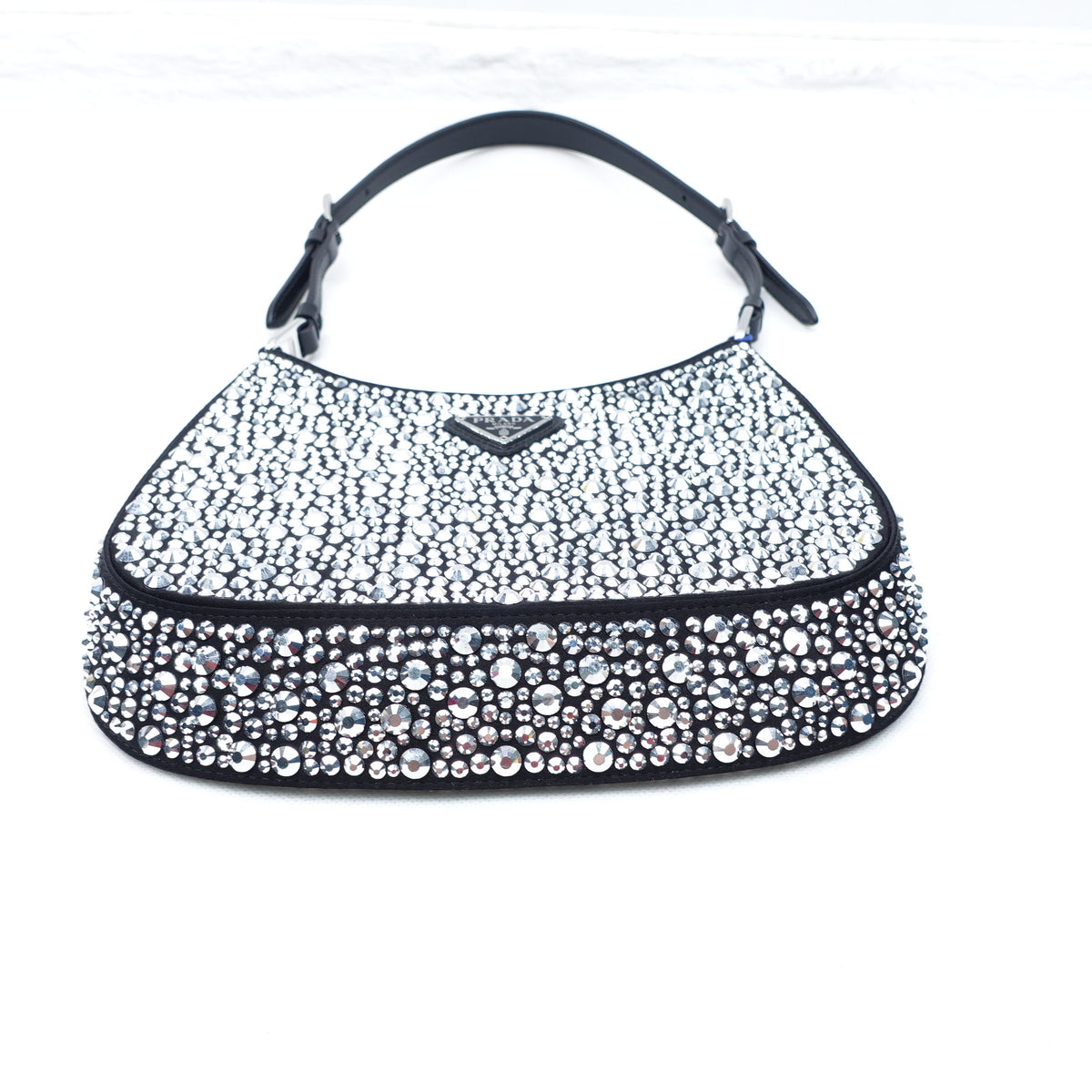 【DEAL】Pre-Owned Prada Cleo Silver Crystal Hobo Bag T10291937