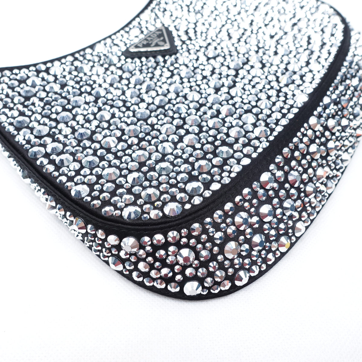 【DEAL】Pre-Owned Prada Cleo Silver Crystal Hobo Bag T10291937