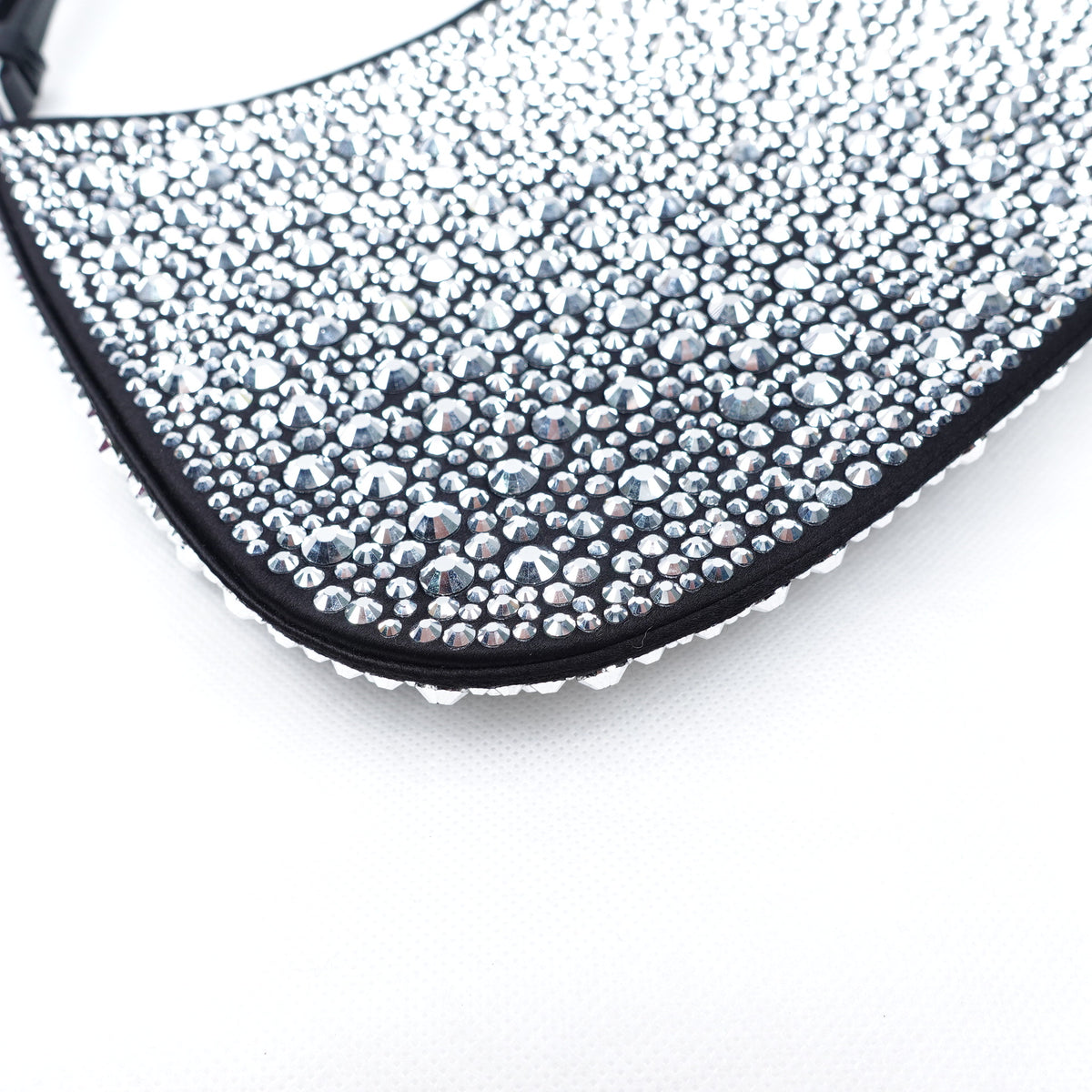 【DEAL】Pre-Owned Prada Cleo Silver Crystal Hobo Bag T10291937