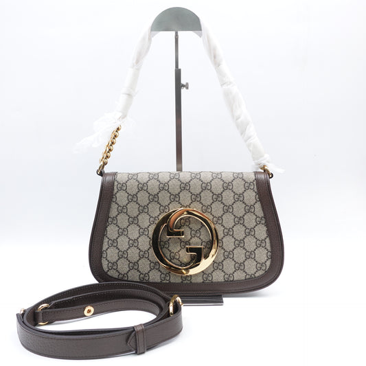 Pre-owned Gucci Blondie Brown Coated Canvas Shoulder Bag