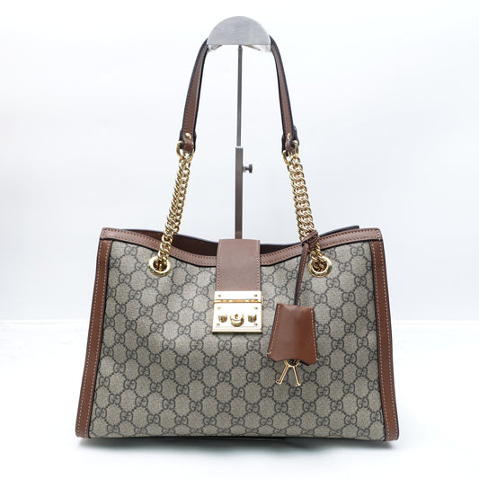 Pre-owned Gucci Padlock Brown Coated Canvas Shoulder Bag