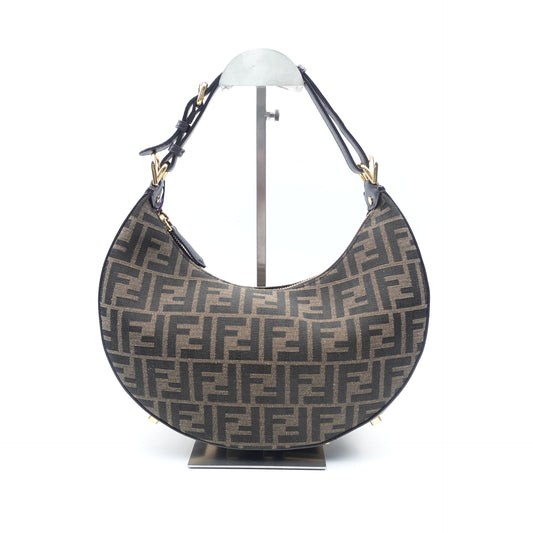 Pre-Owned Fendi Fendigraphy Small Brown Canvas Shoulder Bag T10382319
