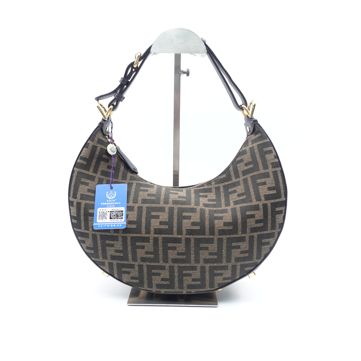 Pre-Owned Fendi Fendigraphy Small Brown Canvas Shoulder Bag T10382319