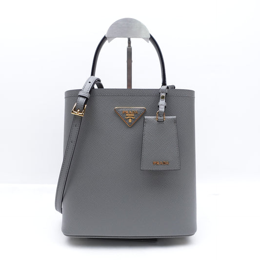 Pre-owned Prada Panier Grey Calfskin Shoulder Bag