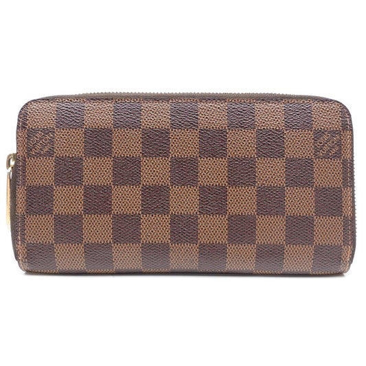 Pre-owned Canvas Small Leather Goods Louis Vuitton Damier Ebene Brown Coated Long Zippy Wallet