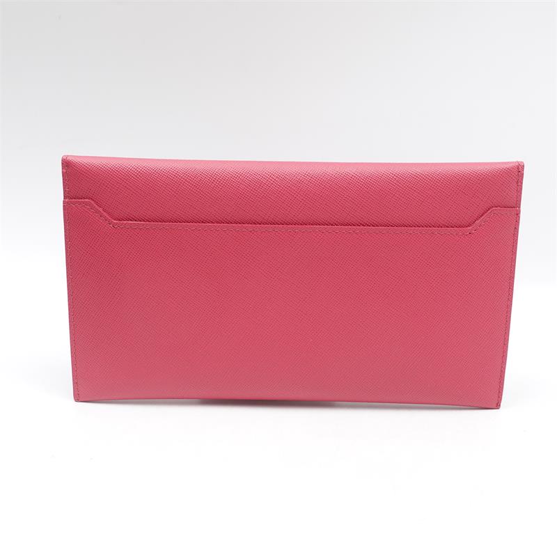 Pre-owned Prada Pink Calfskin Long Wallet-TS