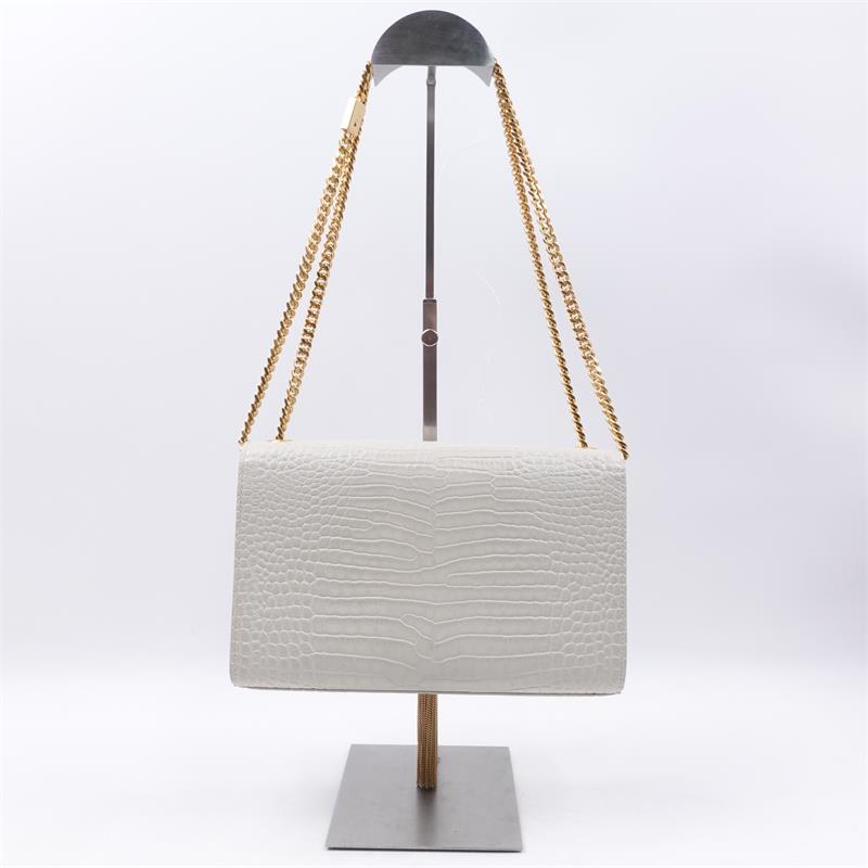 Pre-owned Saint Laurent White Kate Calfskin Shoulder Bag