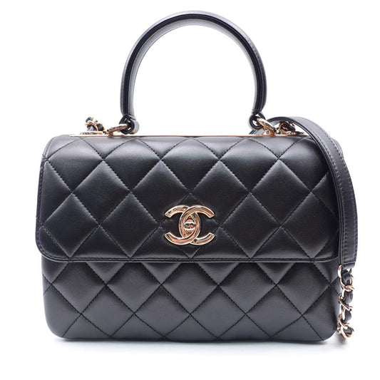 Pre-owned Chanel Trendy Black&Gold Lambskin Shoulder Bag-HZ