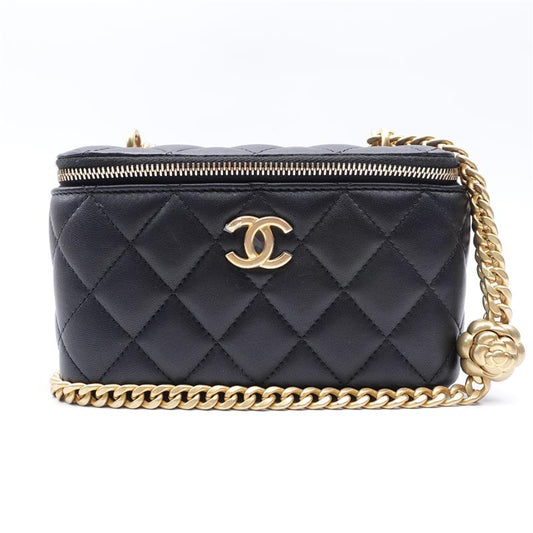 Pre-owned Chanel Black & Gold Lambskin Box Bag-HZ