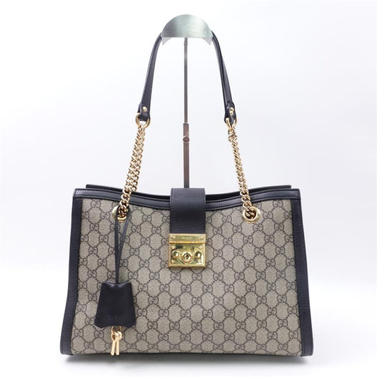 Pre-owned Gucci Black Padlovk Coted Canvas Tote