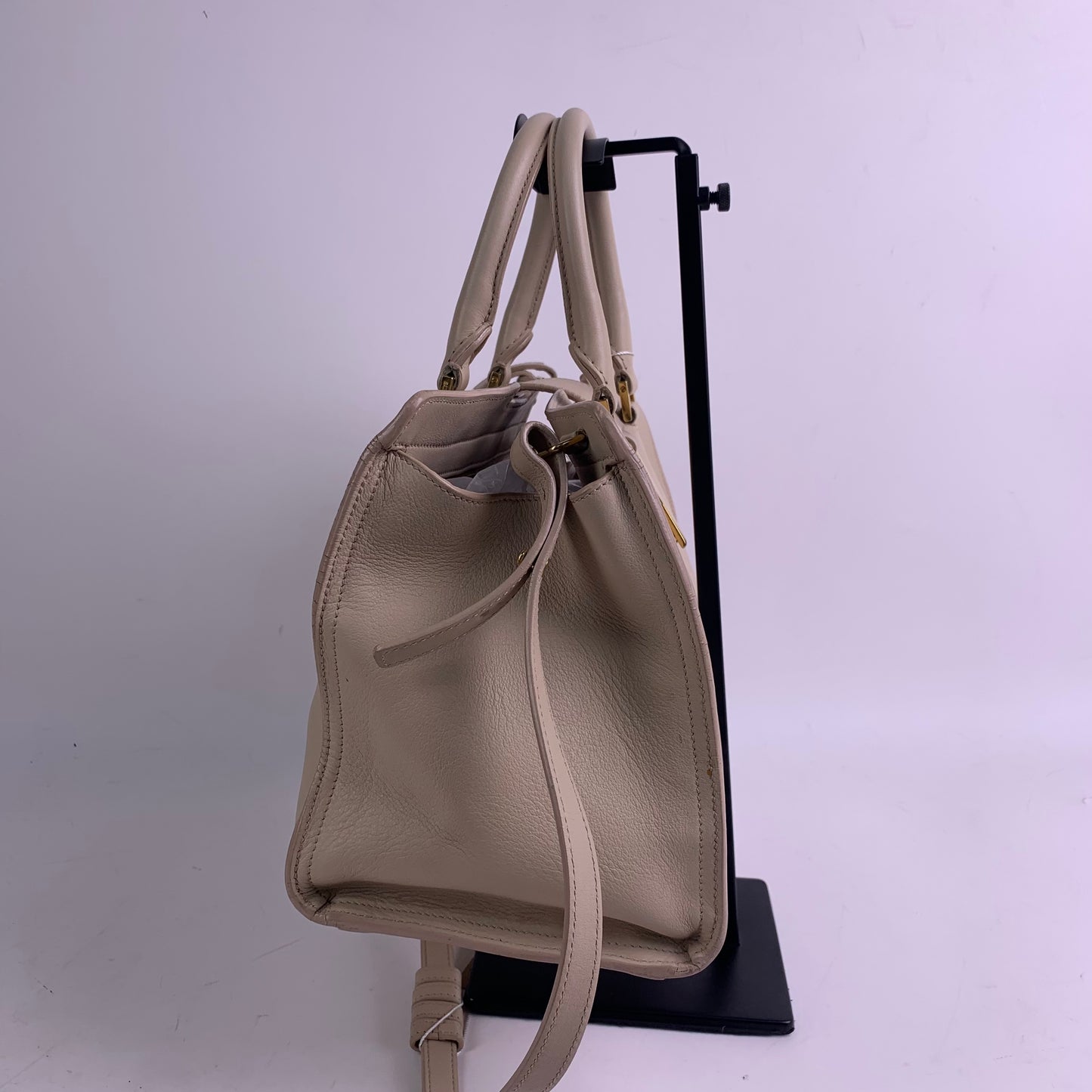 【Company Deal】Pre-owned Saint Laurent White Cabas Y Calfskin Shoulder Bag-HZ