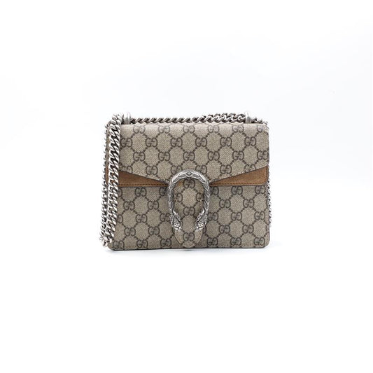 【deal】Pre-owned Gucci Dionysus GG Supreme Coated Canvas Brown Crossbody Bag-HZ