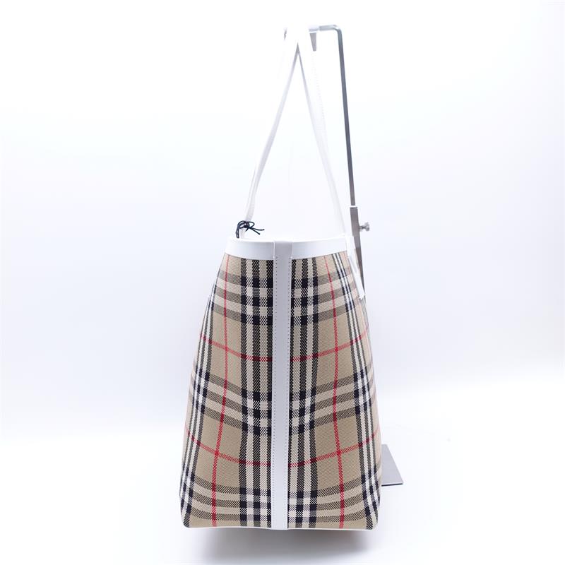 Pre-owned Burberry Classic Plaid Beige Canvas Tote W/P