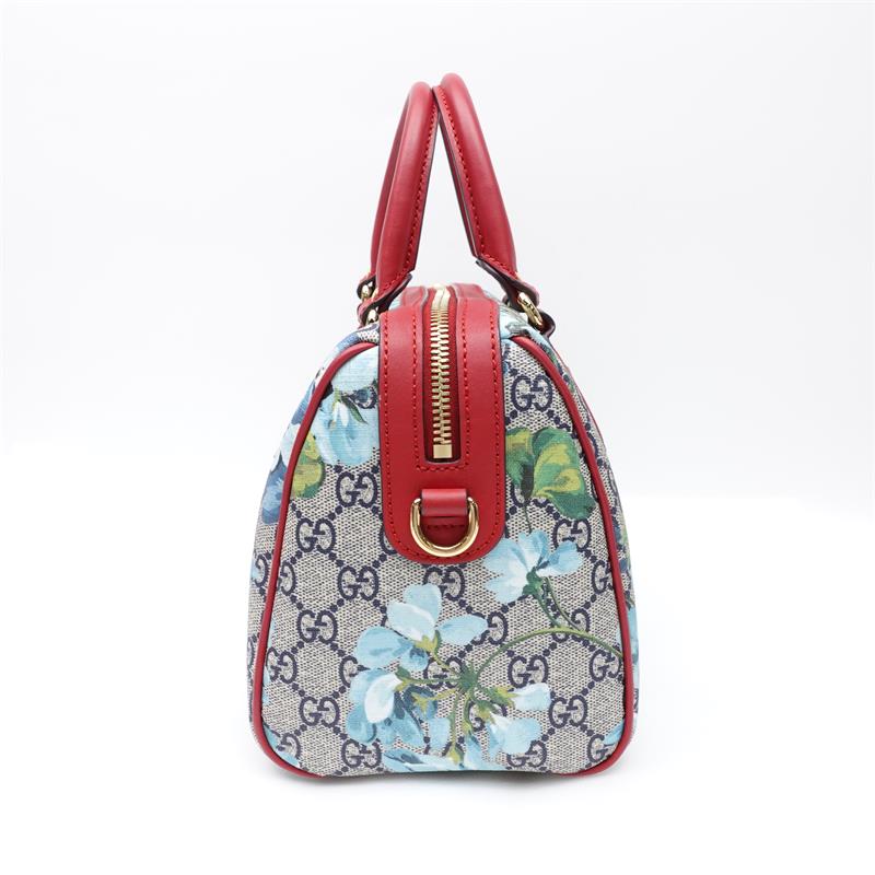 Pre-owned Gucci Boston Blooms GG Blue Coated Canvas Crossbody Bag