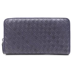 【DEAL】Pre-owned Bottega Veneta Calfskin Small Leather Goods Blue Zippy Long Wallet-HZTT